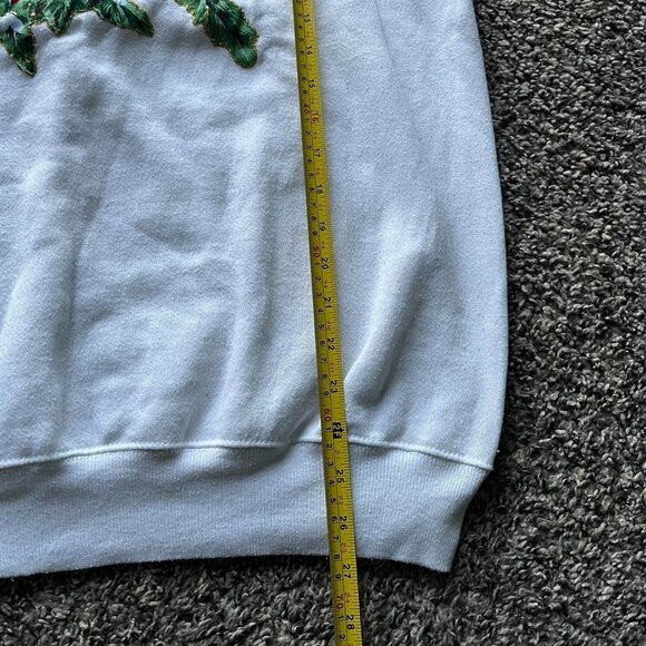 Vintage Hanes Sweater Womens XL White w/Cardinal & Christmas Tree 80s Winter - Picture 7 of 8